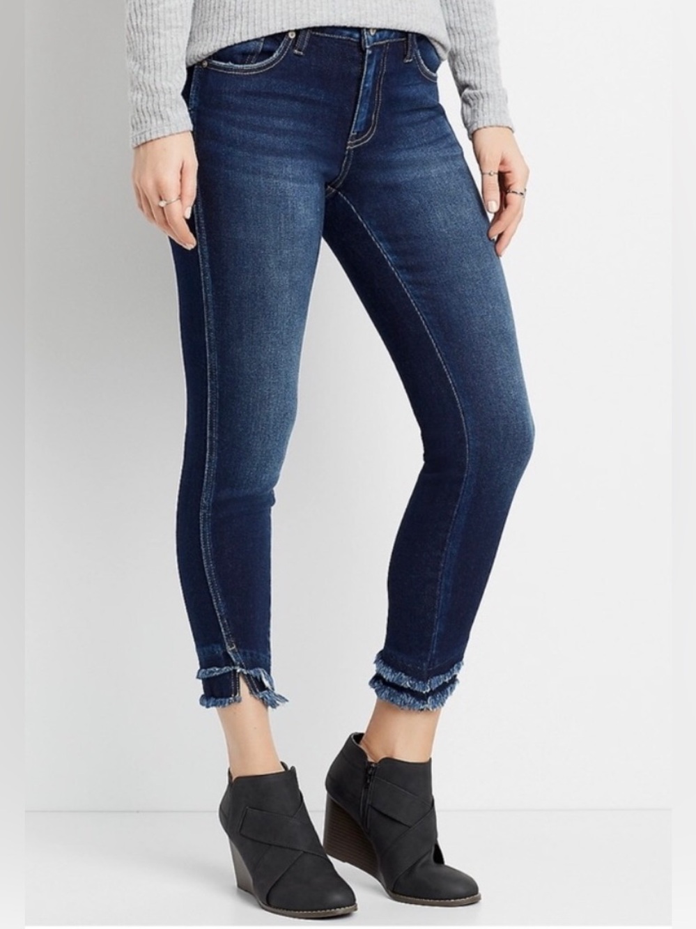 New Kancan Dark Blue Women's Ankle Skinny Jeans